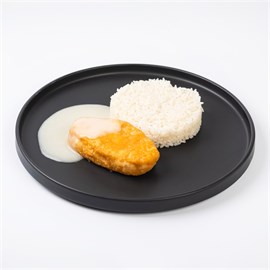 Рыбное филе в кляре, рис отварной, соус сливочный 275г 2544