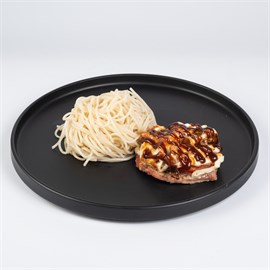 Мясо по-французски, спагетти отварные 260 гр 7650